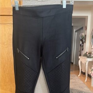 Express Quilted Moto Faux Leather Leggings – Black – Size XS